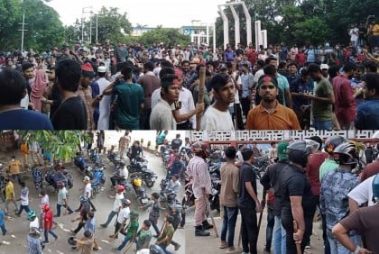 শহীদ মিনারে আন্দোলনকারীরা, টিএসসিতে ছাত্রলীগ