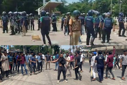 শাবিপ্রবিতে পুলিশের সঙ্গে শিক্ষার্থীদের সংঘর্ষ, আহত অর্ধশত