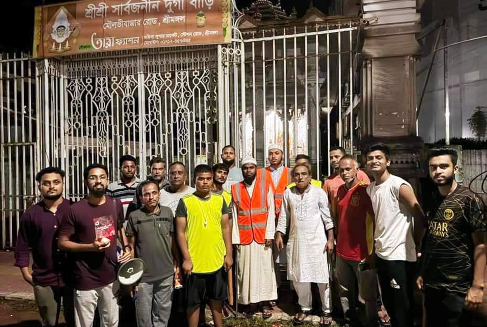 শ্রীমঙ্গলে মন্দির পাহারায় মাদরাসার ছাত্র-শিক্ষক