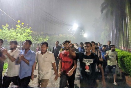 মধ্যরাতে বৃষ্টির মধ্যেই শেকৃবিতে ভারতবিরোধী বিক্ষোভ মিছিল

