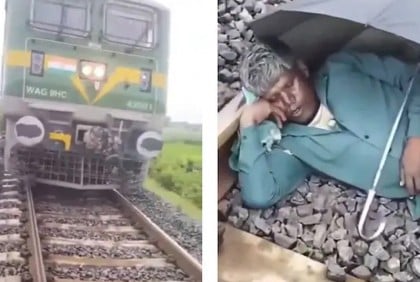 রেললাইনে শুয়ে পড়লেন এক ব্যক্তি, চালককে থামাতে হলো ট্রেন