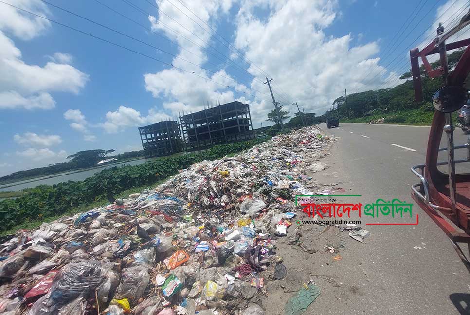 চরফ্যাশনে সড়কের পাশে ময়লার স্তুপ, দুর্ভোগ চরমে