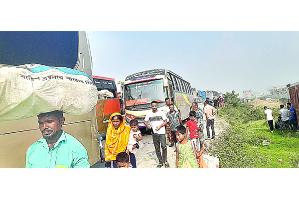 উত্তরের মহাসড়কে কয়েক কিলোমিটার এলাকায় যানজট