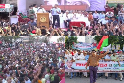 নয়াপল্টনে বিএনপি নেতাকর্মীদের ঢল