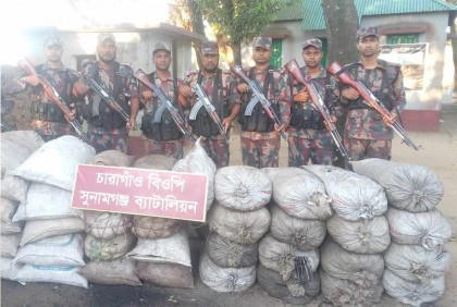 সুনামগঞ্জ সীমান্তে অর্ধকোটি টাকার ভারতীয় মালামাল জব্দ 