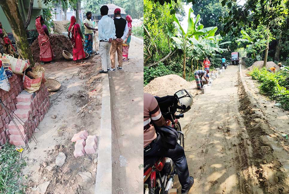 শৈলকুপায় গ্রামবাসীর উদ্যোগে রাস্তা সংস্কার