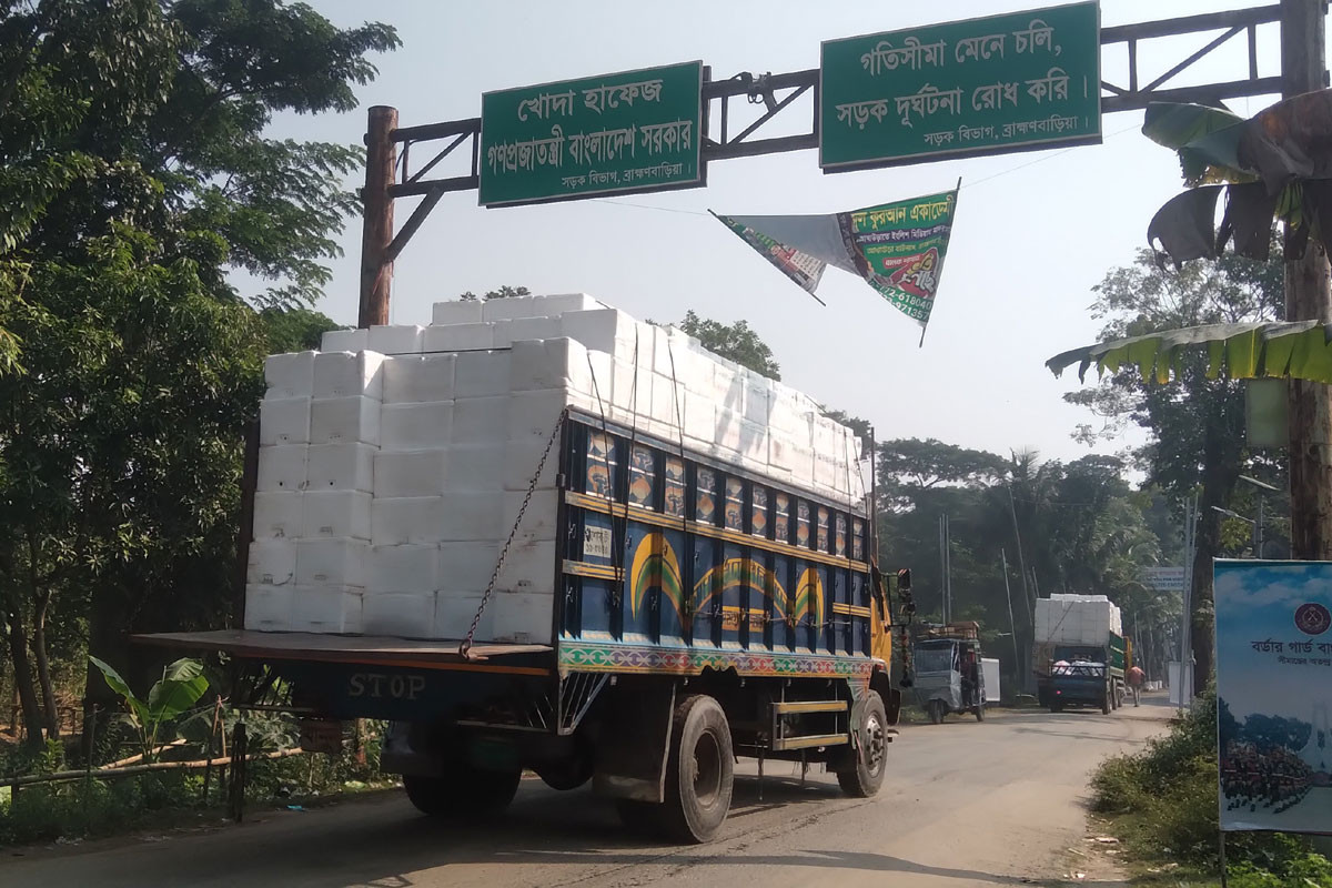 আখাউড়া স্থলবন্দর দিয়ে মাছ রফতানি অব্যাহত, ভারতে হোটেল সেবা বন্ধ