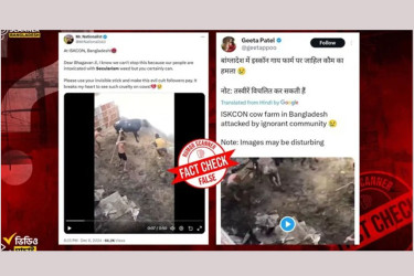 ভারতের ঘটনাকে বাংলাদেশে ইসকনের গরুর খামারে হামলার দৃশ্য দাবি করে প্রচার