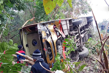 এক্সপ্রেসওয়েতে বাস উল্টে খাদে, আহত ১৫