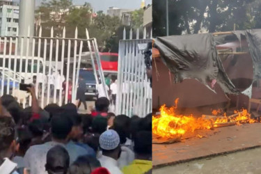 মিরপুরে গেট ভেঙে স্টেডিয়ামে দর্শক, টিকিট কাউন্টারে অগ্নিসংযোগ