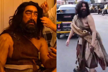 গায়ে বস্তা জড়িয়ে রাস্তায় আমির খান