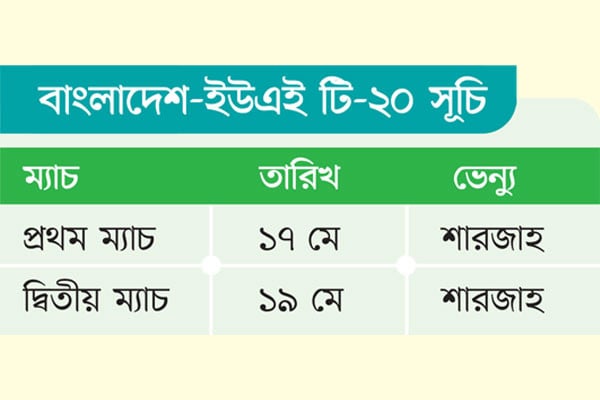 আমিরাত সফরের সূচি চূড়ান্ত
