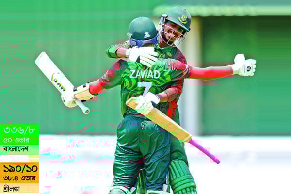 জাওয়াদের দ্বিতীয় সেঞ্চুরিতে যুবাদের বড় জয়