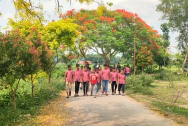 সড়ক রূপ নিয়েছে ফুলের বাগানে