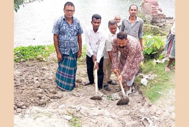 সান্তাহারে প্রতিমা বিসর্জনের ঘাট নির্মাণ কাজের উদ্বোধন