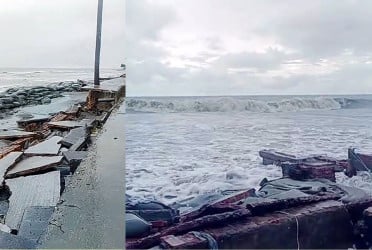 উত্তাল বঙ্গোপসাগর, ভেঙে গেছে কুয়াকাটা মেরিন ড্রাইভ সড়ক