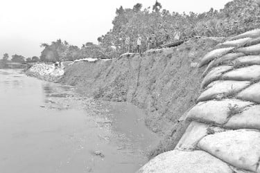 খোয়াই নদীর বেড়িবাঁধে ভাঙন