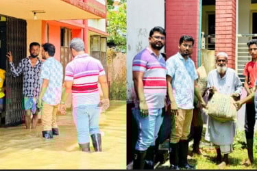 কুলাউড়ায় আশ্রয়কেন্দ্রে ঠাঁই নেওয়া ৩০ পরিবার পেল সহায়তা