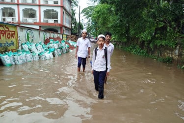 নোয়াখালীতে টানা বৃষ্টিতে জলাবদ্ধতা, দুর্ভোগে শিক্ষার্থীরা