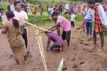জোয়ালে বেঁধে নব দম্পতিকে দিয়ে করানো হলো হালচাষ!