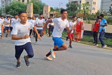 জয়পুরহাটে ৫ কিলোমিটার প্রতীকী ম্যারাথন প্রতিযোগিতা