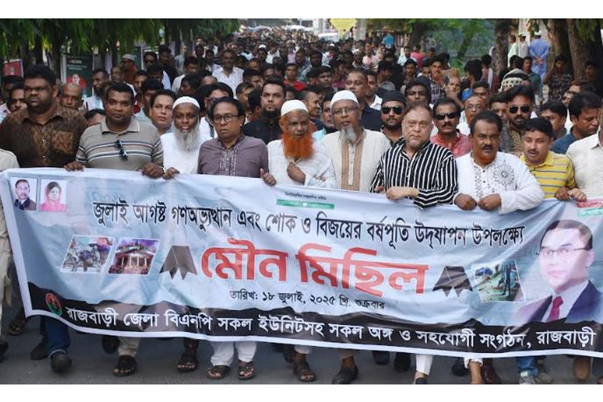 রাজবাড়ীতে বিএনপির মৌন মিছিল