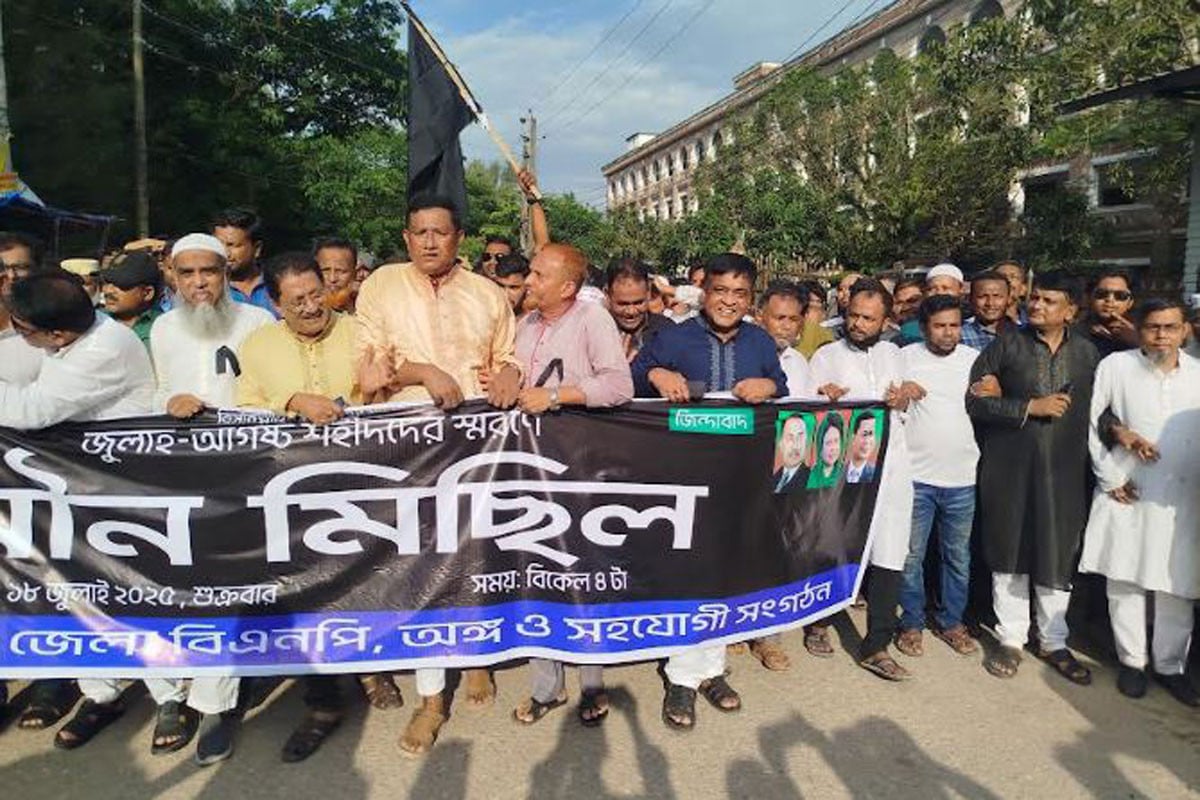নোয়াখালীতে বিএনপির মৌন মিছিলে