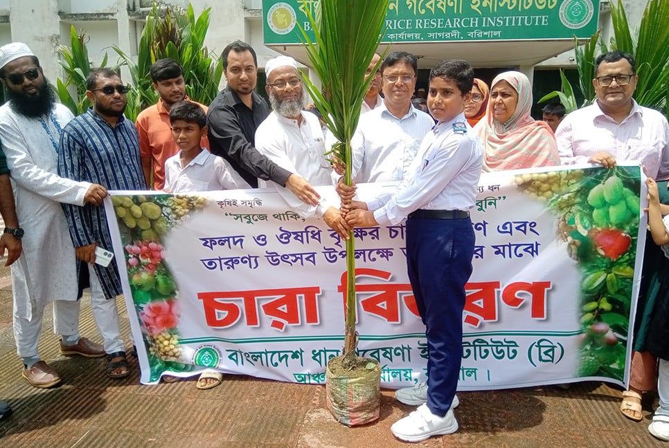তরুণদের মাঝে নারিকেল চারা বিতরণ ও ধান আবাদে প্রশিক্ষণ