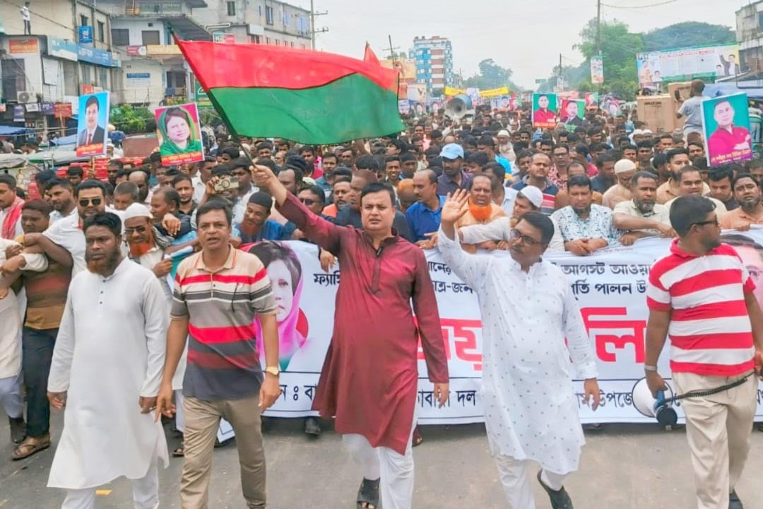 বগুড়ায় বিএনপির বিজয় মিছিলে নেতাকর্মীর ঢল