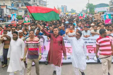 বগুড়ায় বিএনপির বিজয় মিছিলে নেতাকর্মীর ঢল