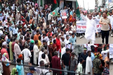 ঠাকুরগাঁওয়ে বিএনপির বিজয় মিছিলে নেতাকর্মীদের ঢল