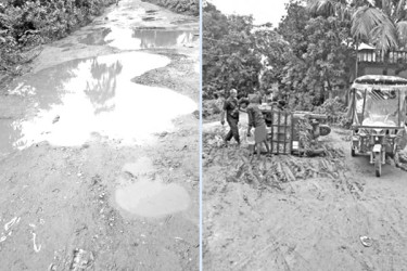 সড়কজুড়ে খানাখন্দ গর্ত