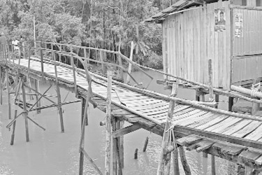 ঝুঁকিপূর্ণ কাঠের পুল দিয়ে চলাচল হাজারো মানুষের