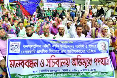৫ হাজার প্রাথমিক বিদ্যালয় জাতীয়করণের দাবি শিক্ষকদের