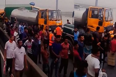 যমুনা সেতুতে ট্রাক-কাভার্ডভ্যান-দুধবাহী গাড়ির সংঘর্ষে দেড় ঘণ্টা যানজট