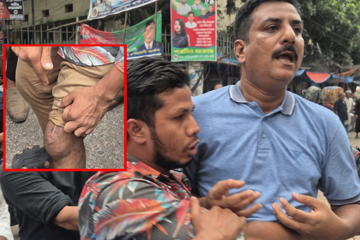 ‘উনি আমারে ৪ আগস্ট বাংলামোটরে গুলি করছে’ বলেই অভিযুক্তকে জাপটে ধরলেন যুবক