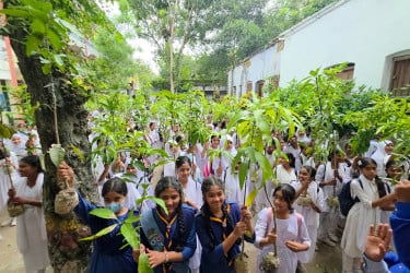 ভাঙ্গায় শিক্ষার্থীদের মাঝে গাছের চারা বিতরণ