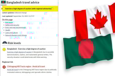 বাংলাদেশ ভ্রমণে কানাডার সতর্কতা জারি