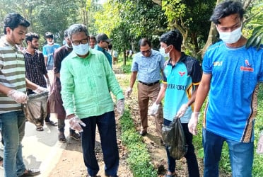 শাবিপ্রবিতে স্বেচ্ছাসেবী সংগঠনের উদ্যোগে পরিচ্ছন্নতা অভিযান