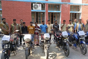 লালমনিরহাটে আন্তঃজেলা মোটরসাইকেল চোর চক্রের ৮ সদস্য গ্রেফতার