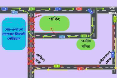 বাংলাদেশ-ওয়েস্ট ইন্ডিজ ম্যাচ চলাকালীন ট্রাফিক নির্দেশনা