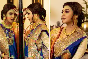 মায়ের বিয়ের শাড়িতে ‘৪৫ বছর আগে’ ফিরে গেলেন জয়া