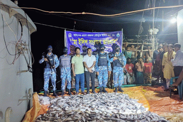 হাতিয়ায় নিষেধাজ্ঞা অমান্য করে মাছ শিকার, ৪ ট্রলারসহ ৫০ জেলে আটক