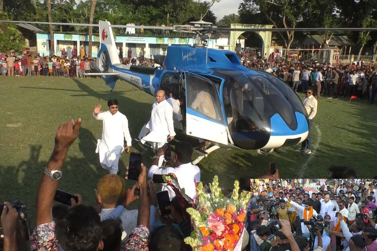 দলীয় মনোনয়ন না পেয়েও হেলিকপ্টারে এসে গণসংযোগ করলেন বিএনপি নেতা