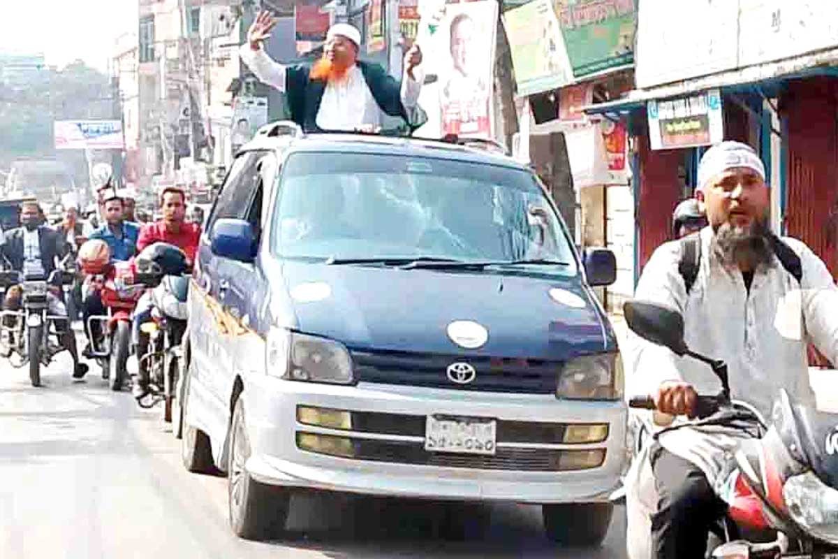 দিনাজপুরে জামায়াত প্রার্থীর মোটরসাইকেল র‌্যালি