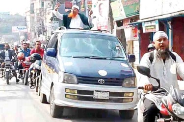 দিনাজপুরে জামায়াত প্রার্থীর মোটরসাইকেল র‌্যালি