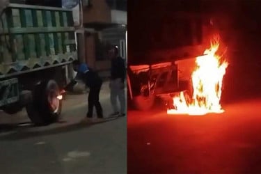 ‘জয় বাংলা’ স্লোগান দিয়ে কুষ্টিয়ায় ট্রাকে আগুন