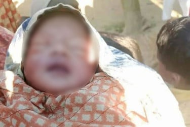 কান্নার শব্দে ধান ক্ষেত থেকে উদ্ধার হলো ২ দিনের নবজাতক