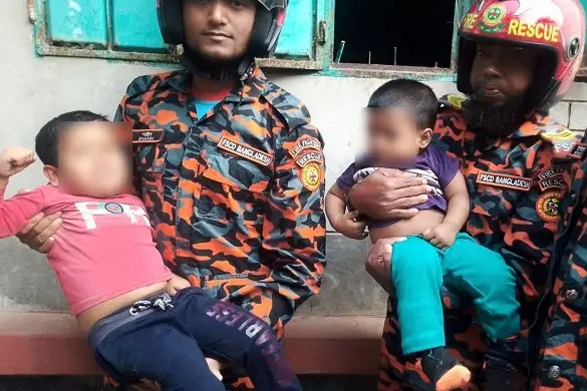 ঘরের দরজা লক হয়ে আটকে পড়া দুই শিশুকে ৯৯৯-এ কল করে উদ্ধার