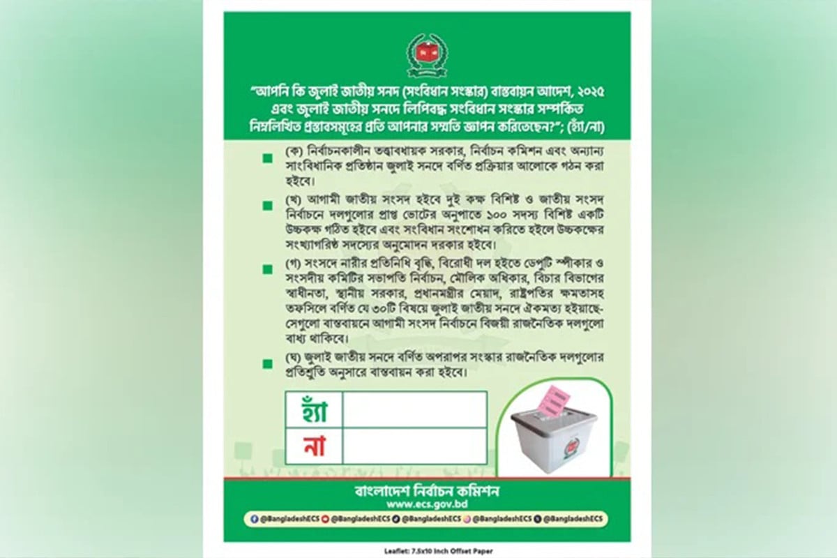 গণভোটের প্রচারে ইসির ব্যানার ও লিফলেট চূড়ান্ত